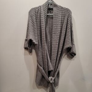 Sz Large mac & jac Gray Ribbed Shrug w/Batwing Sleeves and Smoking Collar